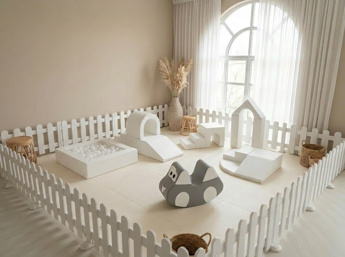 Bella Party Rental white soft play setup — Private Playroom